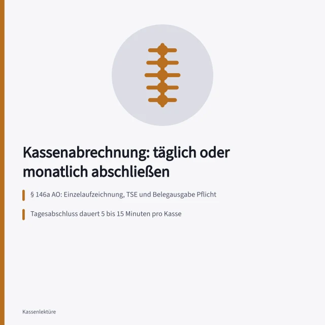 Kassenabrechnung täglich oder monatlich mit TSE und Tagesabschluss. Kassenabrechnung monatlich oder täglich: Was Betriebe beachten müssen