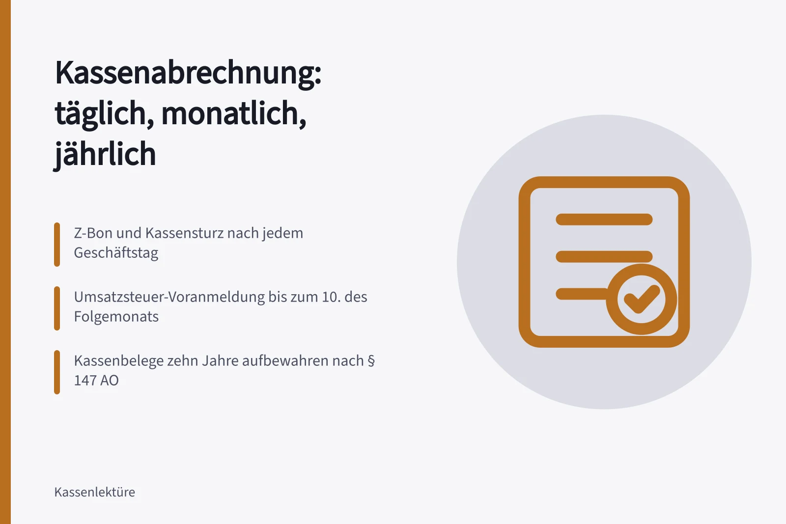 Kassenabrechnung mit Z-Bon, Kassenbericht und Aufbewahrungsfristen