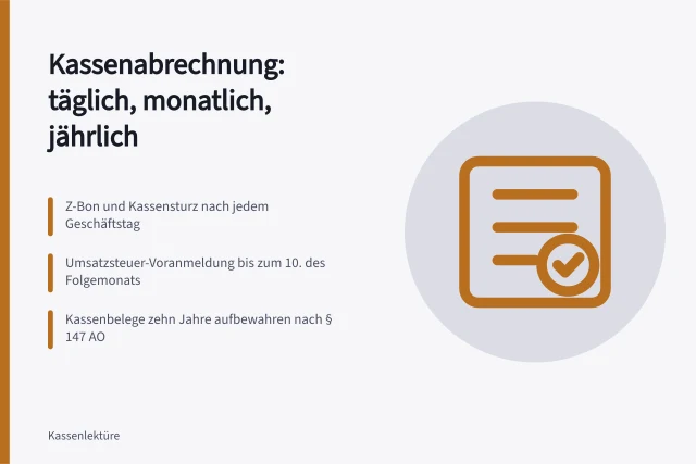 Kassenabrechnung mit Z-Bon, Kassenbericht und Aufbewahrungsfristen. Wie oft muss eine Kasse in Deutschland abgerechnet werden?
